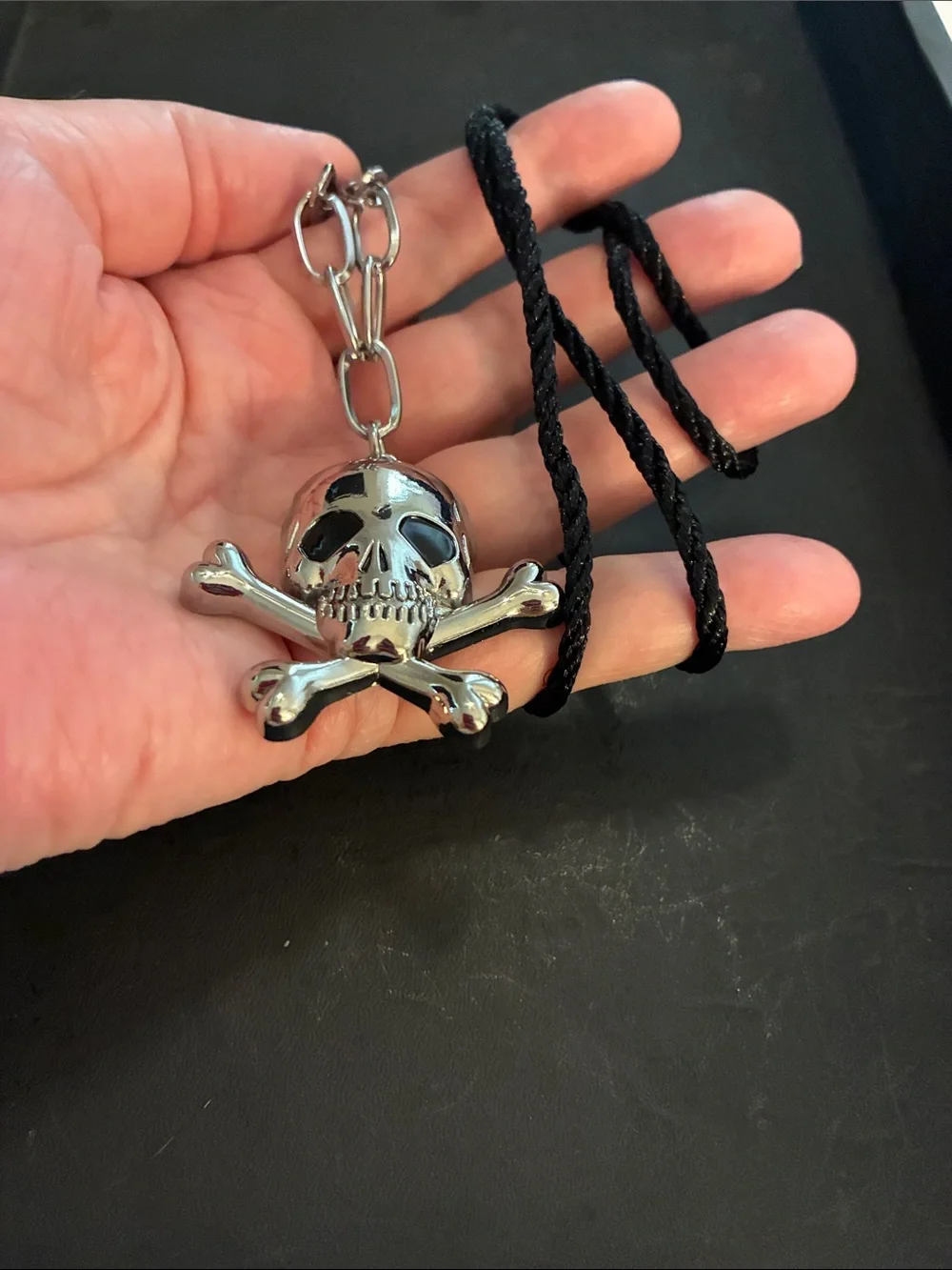 Woman’s Silver Skull & Crossbones Necklace Pendant - Gothic Accessory